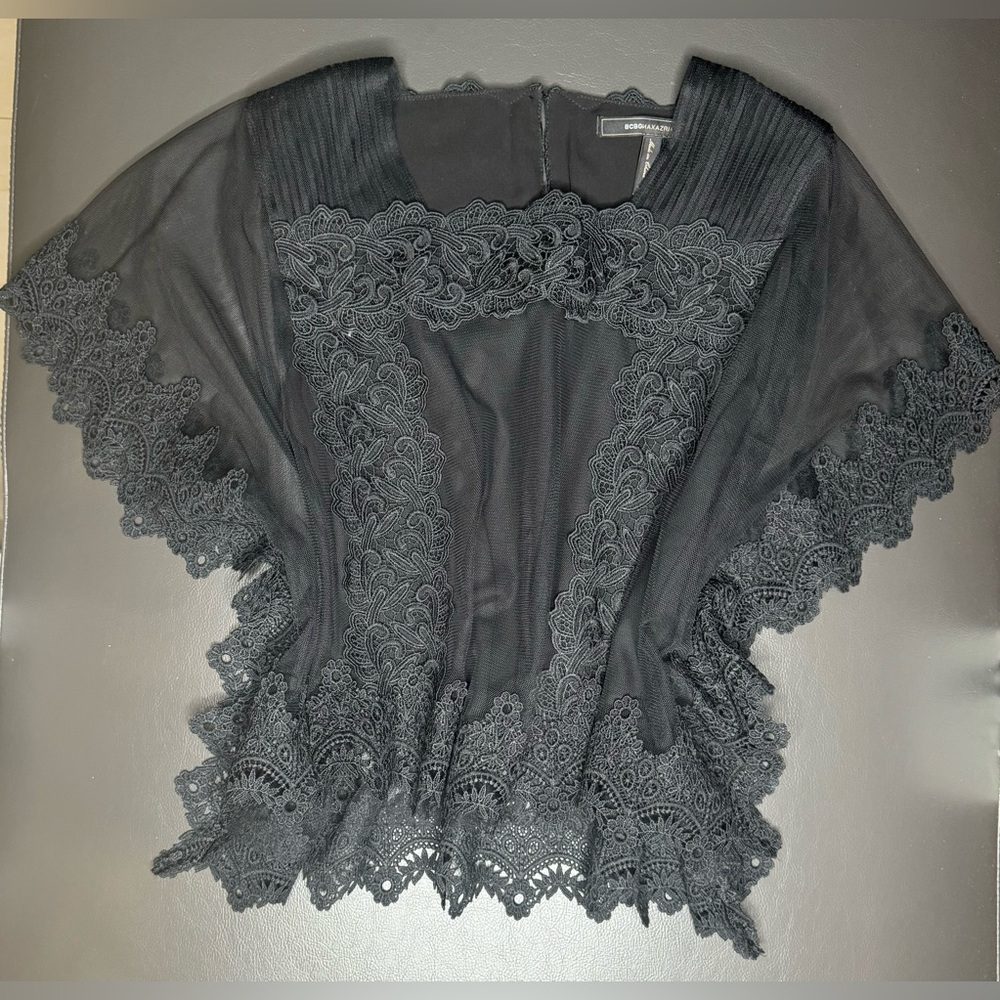 BCBGMAXAZRIA Tulle and Lace Blouse - Picture 4 of 11